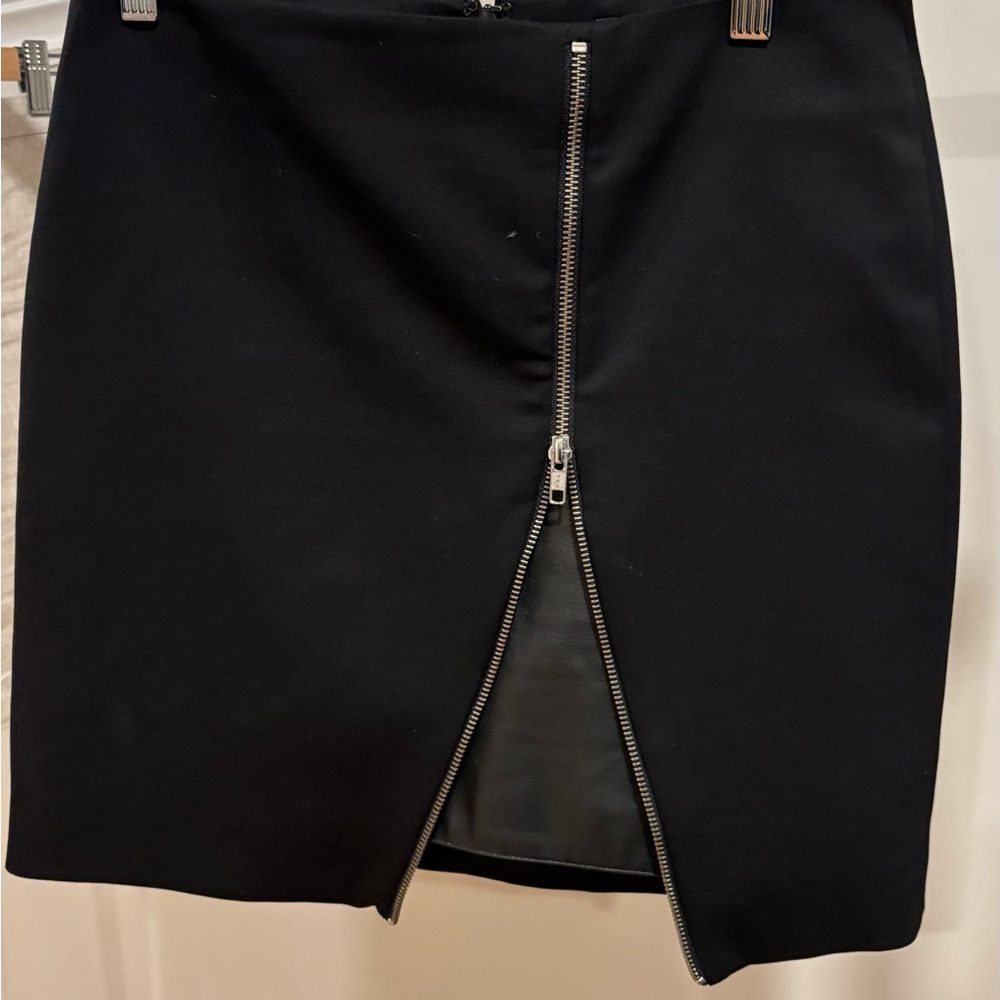The Kooples Black Mini Pencil Skirt with Silver Slit